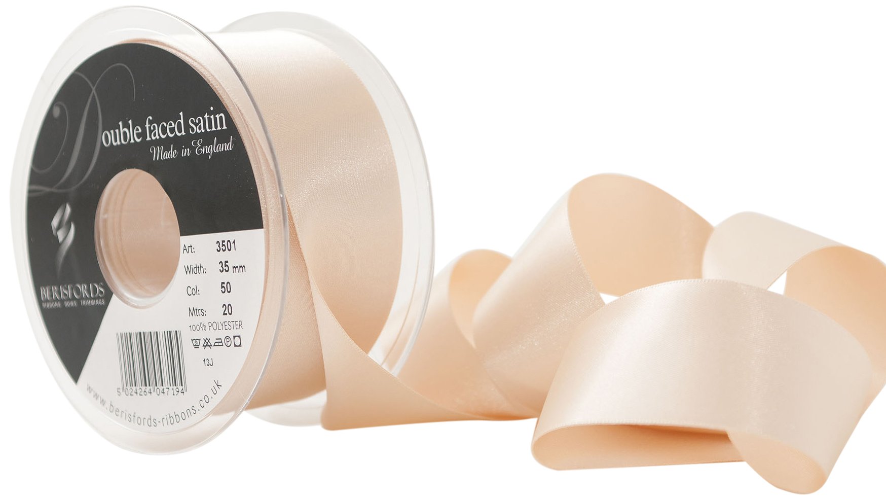 Berisfords Ribbon, Cream, 35 mm