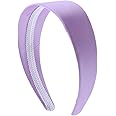 Motique Accessories Lavender 2 Inch Wide Satin Hard Headband with No Teeth