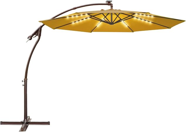 Amazon Com Strong Camel 10ft Offset Cantilever Patio Umbrella Outdoor Market Hanging Solar Umbrella Tan Garden Outdoor