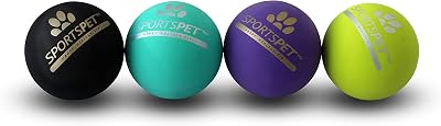 SPORTSPET Tough Bounce Natural Rubber Dog Balls 65mm 4 Pack