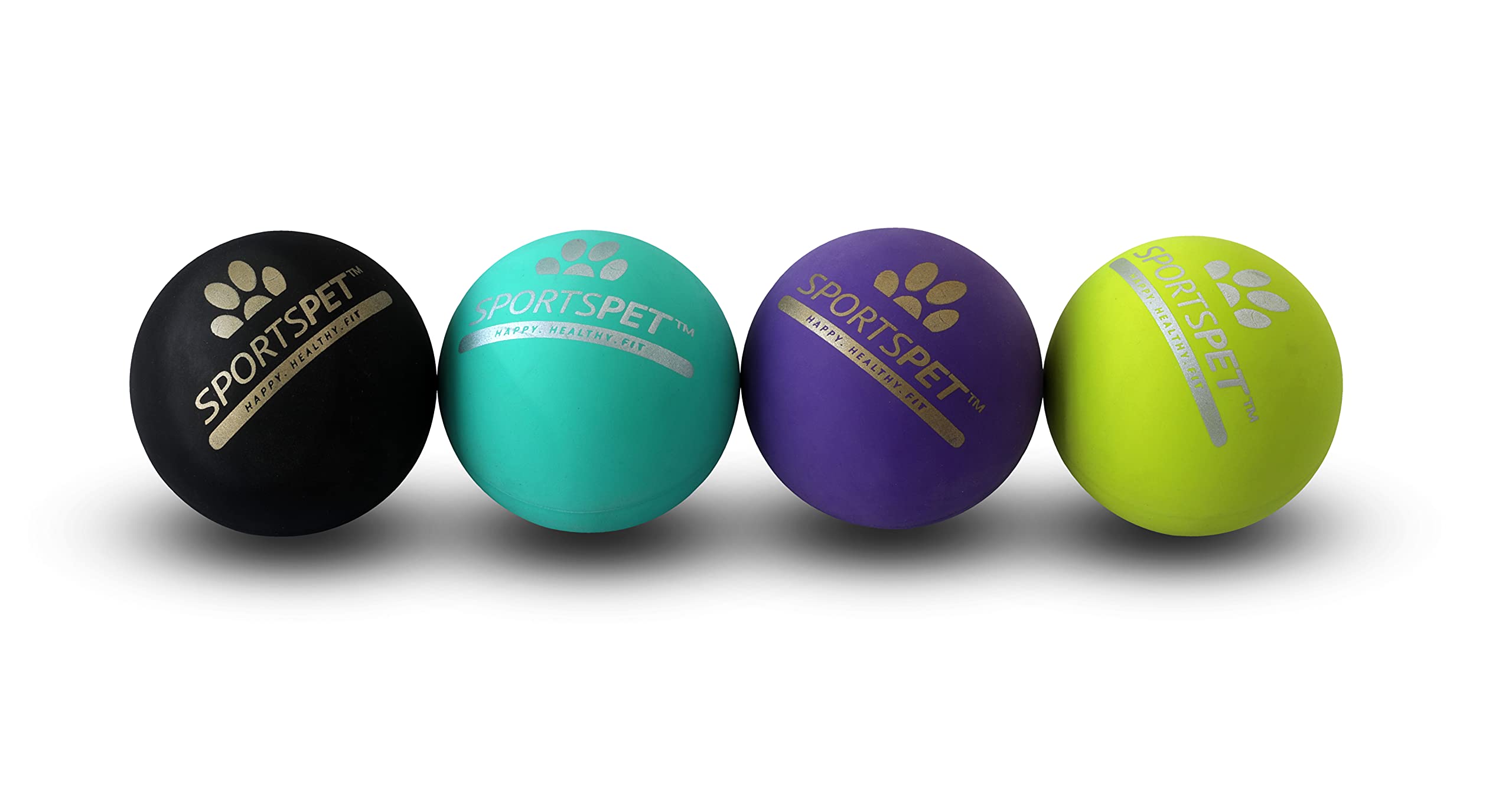 SPORTSPET Tough Bounce Natural Rubber Dog Balls – Highly Durable Tough Bounce Balls, Tennis Ball Size (65mm) – 4 Pack