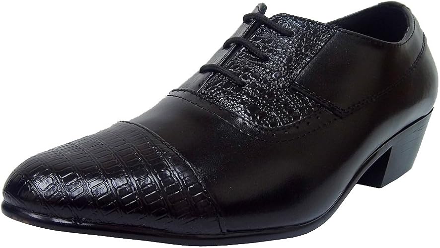 Amazon Com D Italo 5635 Mens Black Leather Comfort Cuban Heel