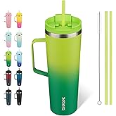 BJPKPK Insulated Tumbler with Handle, 30oz Insulated Tumblers with Lid and Straw, Stainless Steel Metal Water Bottles, Coffee Travel Mugs, Cups, Bamboo Grove