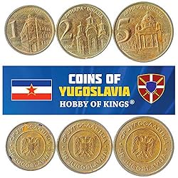 Set of 3 Coins from Yugoslavia. 1, 2, 5