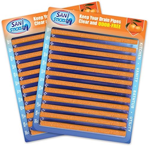 Sani Sticks, As Seen on TV Drain Cleaner and Deodorizer, Orange Scent, 24 Pack