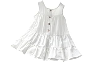 Toddler Girls Sleeveless Midi Dress Ruffled Tiered Button Front A Line Midi Dresses Cute Casual Summer Beach Sundress