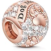 GNOCE Rose Gold Charms Sterling Silver Dog Mom Animal Charm Bead With Paw Prints Fit Bracelet/Necklace Jewelry Gift for Women Pet Lover
