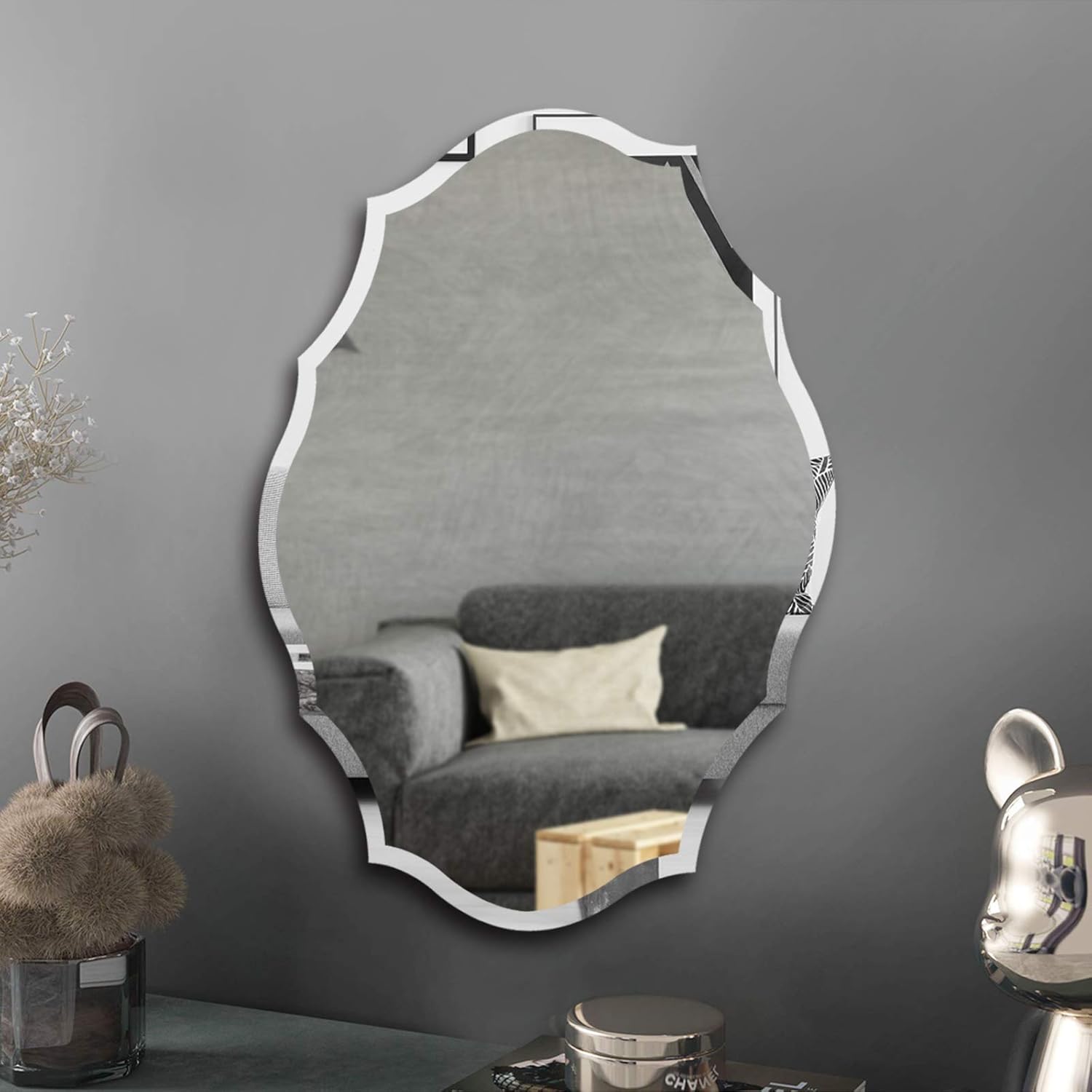 KOHROS Oval Frameless Wall Mounted Bathroom Mirror, Emma Shaped