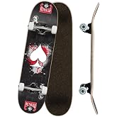 Yocaher Poker Series Pro Complete Skateboard 7.75” x 31” – Double Kick Concave Deck, ABEC-9 Bearings, 54mm Wheels, Aluminum Alloy Trucks, BlackWidow Grip Tape – Trick Skateboard for Beginners & Teens