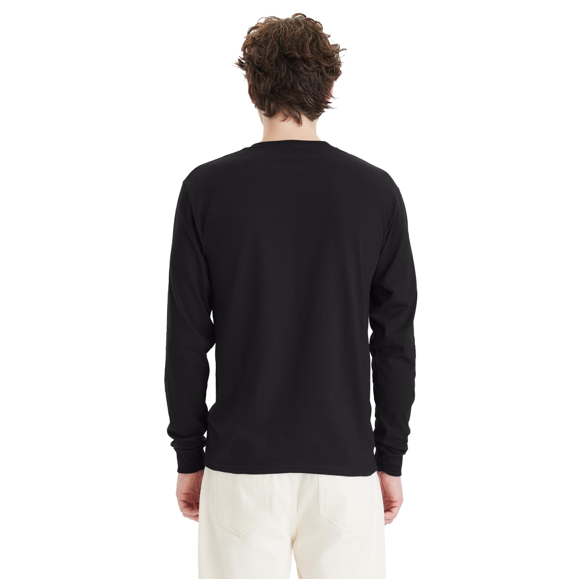 Hanes Men's Essentials Long-Sleeve T-Shirt, Crewneck Cotton T-Shirts for Men, 2-Pack
