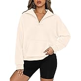 PRETTYGARDEN Womens Quarter Zip Long Sleeve Cropped Sweatshirt 2025 Fall Winter Casual V Neck Pullover Tops With Pockets