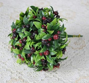 Hhzdh Bouquet De Fleurs Vertes En Plastique Fleur