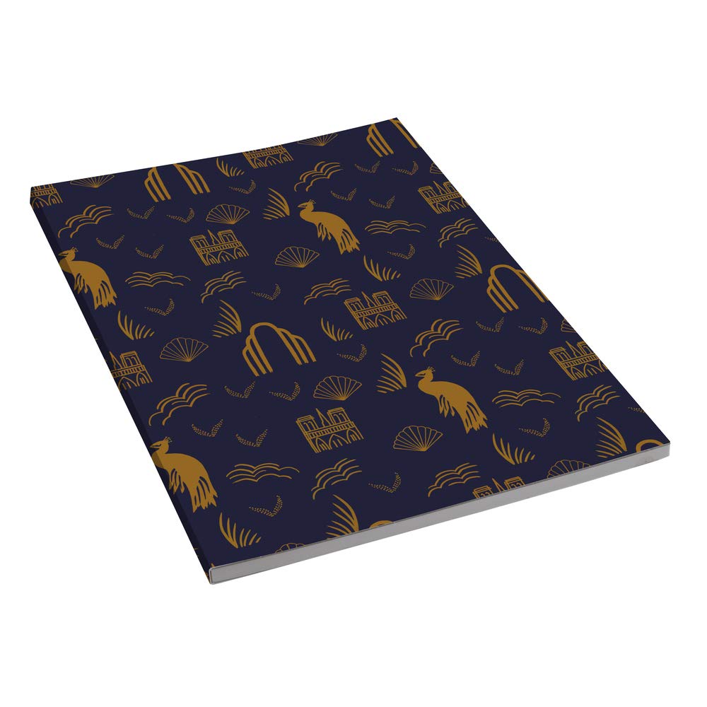 Lalo 71502L - 100 years special glued notebook 50 pages 14,8x21 cm 90g, card cover, Blue Premium French Paper, Writing Arts and Crafts. Art Deco Designs