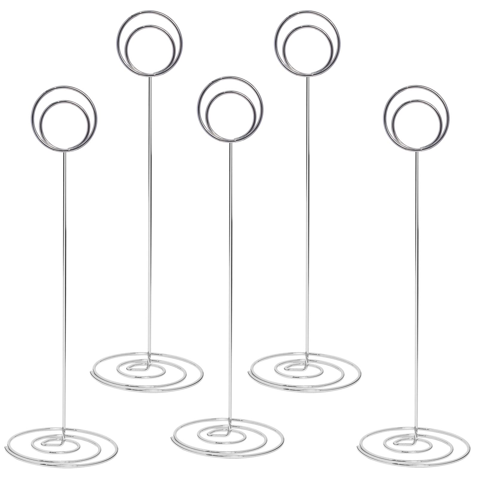 Srvnpioy 12Pcs Table Number Holders for Weddings, Silver, 220mm Place Cards Holder for Tables, Photo Picture Name Card Holders, Table Number Stands for Party Reception Office Restaurant Table Setting