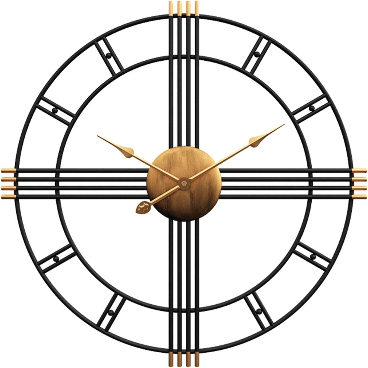 Aero Snail 20“ Metal Wall Clock Decorative Round 3D Hollow Non-Ticking Silent Roman Numeral Office Home Hanging Clocks
