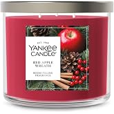 Yankee Candle Red Apple Wreath Scented Candle, 14.5oz 3-Wick | Up to 40 Hour Burn Time, Room Filling Fragrance, Long-Lasting Scent, Premium Plant Wax Blend, Consistent Burn, Giftable