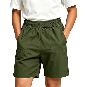 Blczomt Shorts for Boy Casual Cargo Athletic Summer Husky Shorts Elastic Waist Youth Back to School Uniform Pant with Pockets