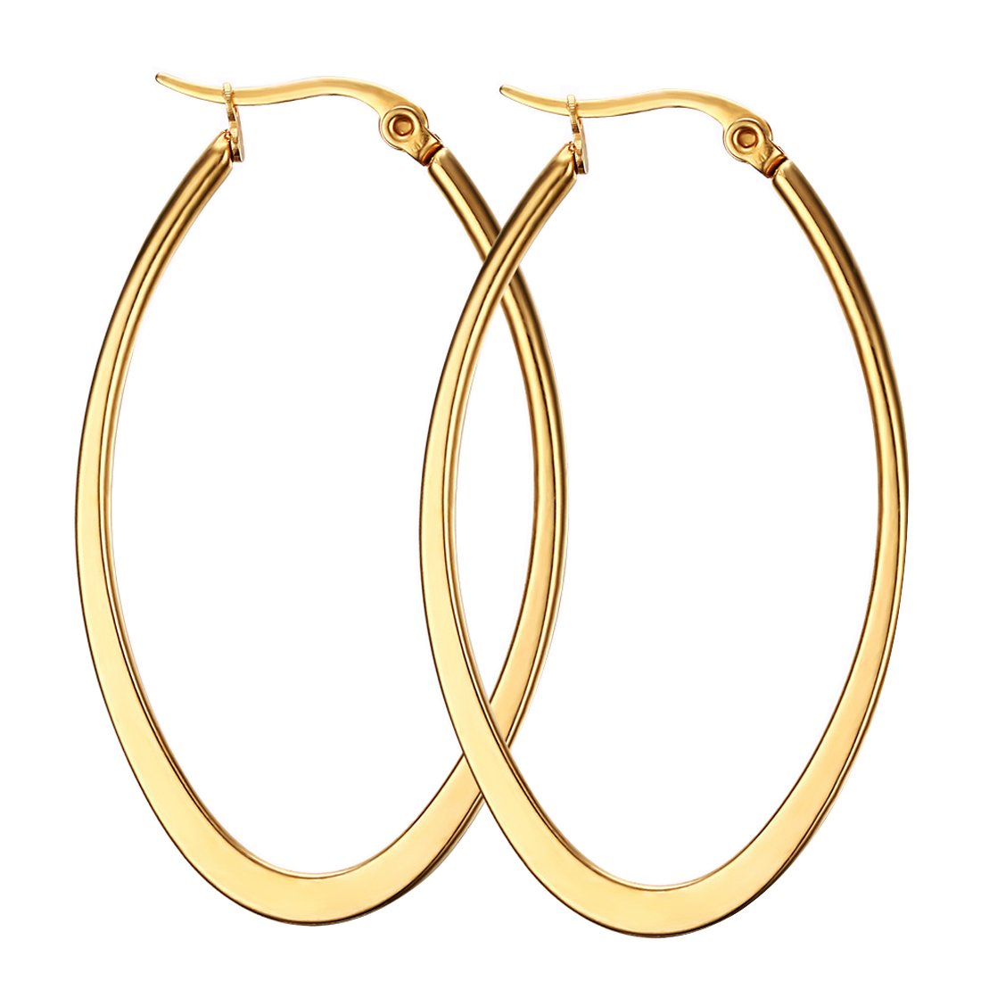 Caimeytie Oval Hoop Earrings for women Stainless Steel Gold plated girls gift valentines present