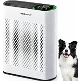 Powerful Air Purifiers for Home Large Room Up to 2400 Ft², ECOSELF HEPA Air Purifier with PM 2.5 Air Quality Display 20dB Sleep Mode, Air Purifiers for Bedroom Office Living Room HAP602 Warm White