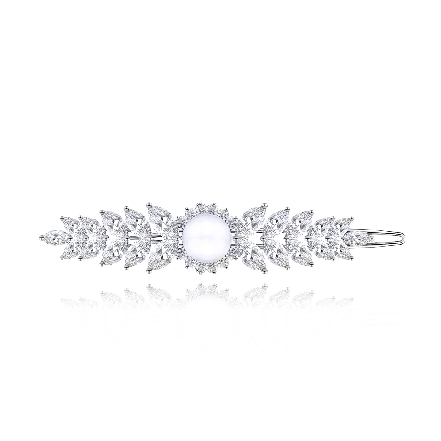 QUKE Women Hair Clips Cubic Zirconia Crystal Simulated Pearl Bridal Hair Clip Hairpin Claw Headwears Wedding Hair Accessories for Women Girls