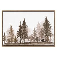 SIGNWIN Framed Canvas Print Wall Art Rusty Brown Forest Geometric Line Illustrations Modern Art Mid-Century Modern Colorful Warm for Living Room, Bedroom, Office - 16