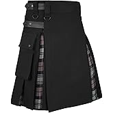 Allsafe Traders Men Modern Hybrid Tartan Kilt with Cargo Pocket