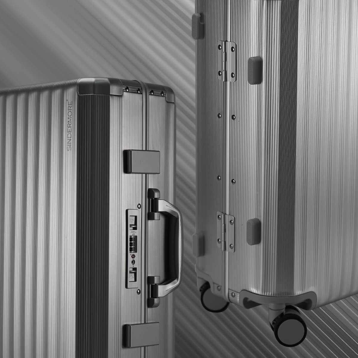Aluminum Carry-on Luggage: Silver 20 inch Aluminum-Made Entire Shell Zipperless USB-C Port TSA Locks Spinner - Weekend Getaways International travel Business