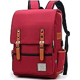Junlion Unisex Business Laptop Backpack College Student School Bag Travel Rucksack Daypack with USB Charging Port Red