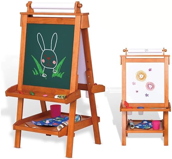 HIZLJJ Wooden Art Easel Children Easel with Chalkboard Kids