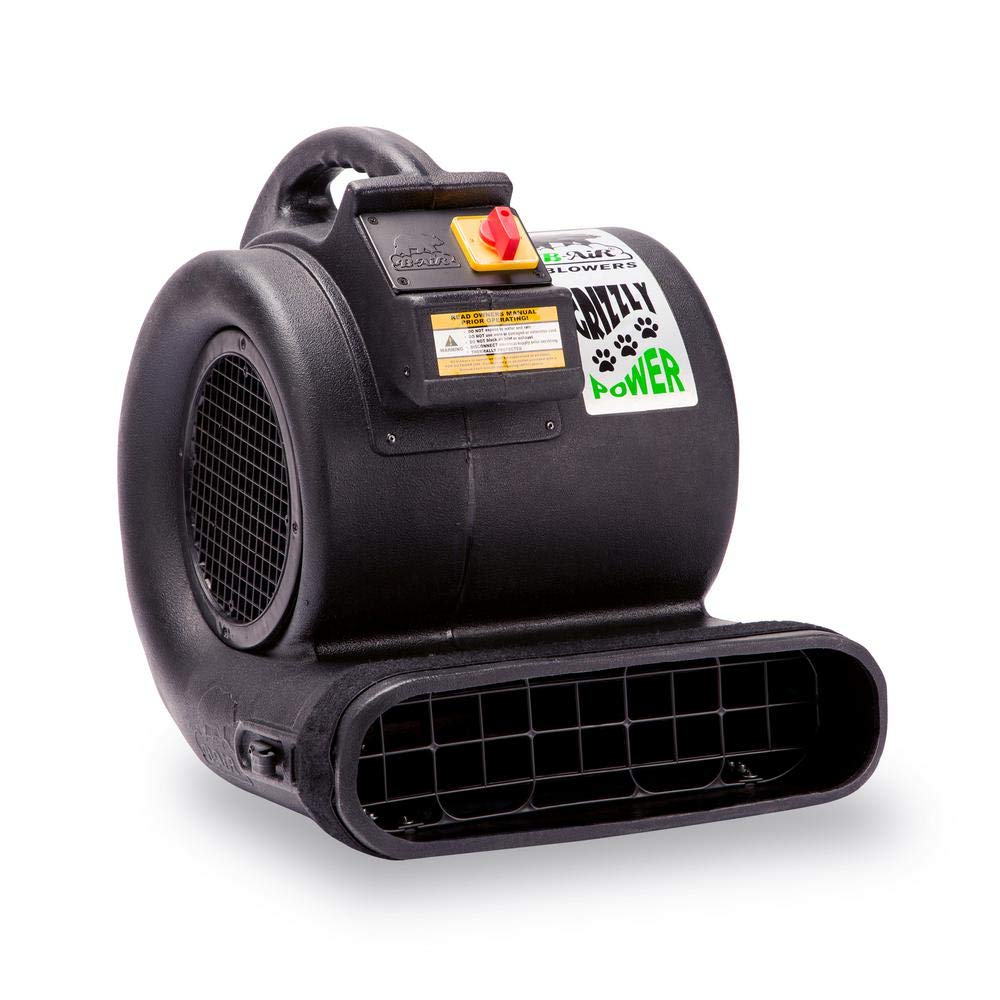 B-Air Grizzly GP-1 1 HP 3550 CFM Grizzly Air Mover Carpet Dryer Floor Fan for Water Damage Restoration and Pet Cage Dryer Black