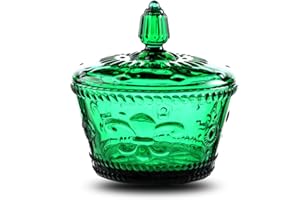 MASSJOY European Retro Nostalgic Three-Dimensional Relief Color Glass Jar Candy Jar Seasoning Jar With Lid