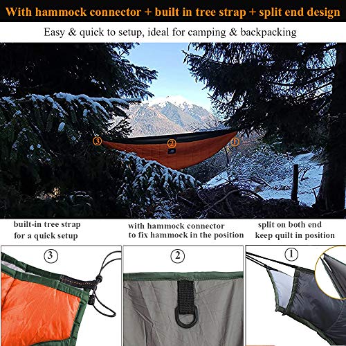 AYAMAYA Single & Double Hammock Underquilt Full Length Big Size Under Quilts for Hammocks, Camping Backpacking Essential, Winter Cold Weather Warm UQ Blanket Bottom Insulation