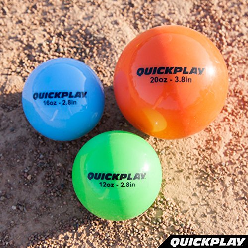 QuickPlay Weighted Sand Balls for Hitting (12oz/16oz/20oz) | Heavy Weighted Practice Balls for Baseball/Softball (Set of 6 Hitting Balls) – NEW FOR 2018 –