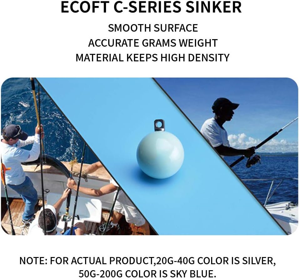 ECOFT Lead Free Fishing Sinkers and Weights Coated Egg Sinkers Cannonball Sinkers Assorted Sizes 20g-200g in Bag and Fishing Weights Sinkers Assortment Box for Saltwater Freshwater : Sports & Outdoors