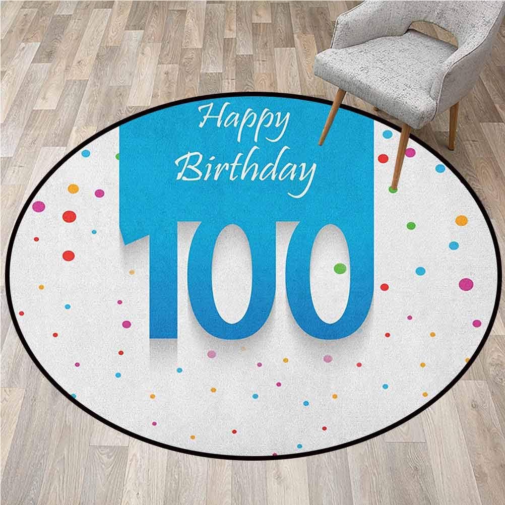 Teal Couch Cover Area Rug for Bedroom Floor Living Room Round Defocused Abstract Design in The Center Blurred Color Elements Sky Blue Like Artwork Baby Blue78 Inch