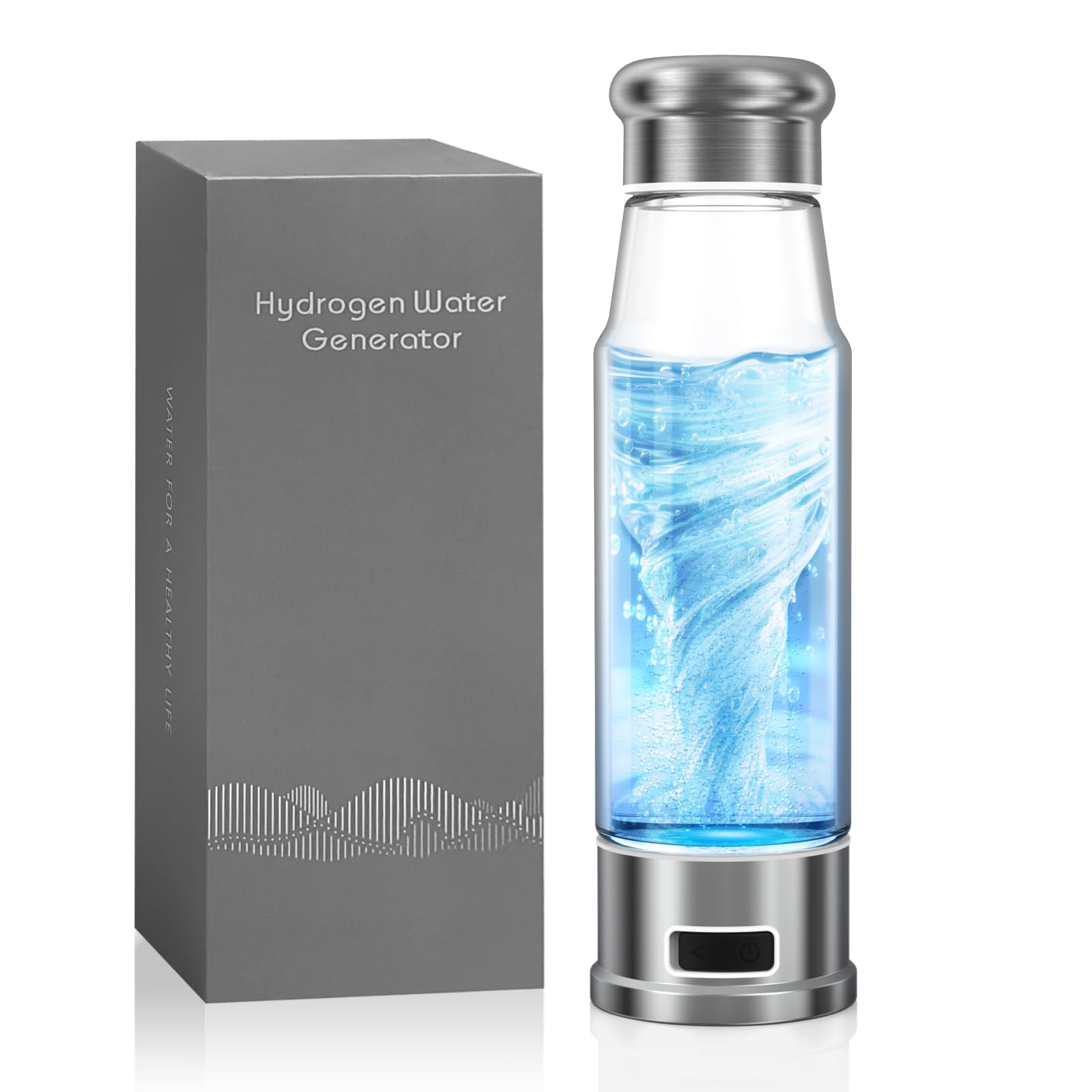 Photo 1 of Hydrogen Water Bottle Generator, 5Min 1500PPB Rechargeable Hydrogen Water Generator, 15.22OZ Portable Water Ionizer with SPE PEM Gift for Health Enthusiasts & Home, Office