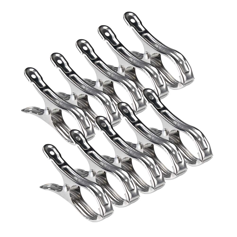 Imagine 10pcs 9cm Stainless Steel Clips Spring Clips Big Clips Windproof Clothespins for Underwear,Socks,Quilts,Clothes,Pants,Shirts