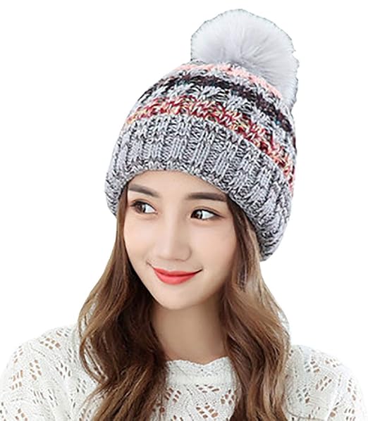 Amazon ニット帽 レディース ニットキャップ ポンポン 裏起毛 暖かい