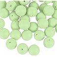 uxcell 50Pcs 15mm Silicone Beads, Round Loose Rubber Bead Bulk Focal Beads for DIY Keychain Pens Bracelets Jewelry Making (Jasmine Green)
