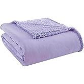 Thermee Micro Flannel Sherpa Blanket, Super Soft, Easy Care, Lilac, King