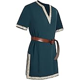 Mens Medieval Knight Tunic Renaissance Mercenary Scottish Costume Warrior LARP Halloween Tops