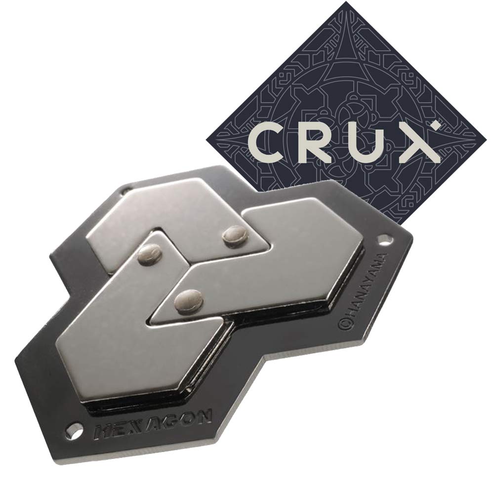 Hanayama Cast Hexagon Puzzle - Level 4 of 6 - Fairly Hard - Includes Crux Sticker