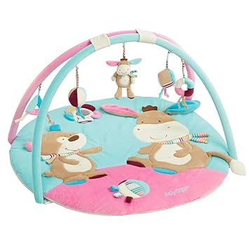 Fehn 081657 3-D-Activity-Decke Esel – Spielbogen mit 5 abnehmbaren Spielzeugen für Babys Spiel & Spaß von Geburt an – Maße: Ø