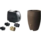Algreen Watering System Pump &amp; Rain Barrel, 500 GPH, 50 Gal | Submersible Design, Roto-Molded Construction, Brass Spigot, Debris Screen, 2 Overflow Ports, Hose Clamps Included