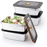 fecoqi 4 PCS Stainless Steel Food Storage Containers(67oz) with Lids Leak Proof & Airtight | Stainless steel freezer Containers,Airtight Bento Lunch Box,For Meal Prep,Fruit,Snack,Freezer