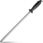 10-Inch Diamond-Coated Knife Sharpening Rod, Honing Steel, Black | Diamond-coated Surface Maintains Knife Edges, Non-slip Grip and Hanging Loop, Wipe Dry After Washing