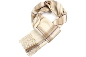 WAMSOFT Wool Winter scarf Plaid scarf Soft Warm Tartan checkered Striped Fashion Scarf Classic for Women Men Scarves