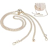 WADORN Adjustable Thin Purse Chain Strap, 47.2 Inch Metal Crossbody Bag Chain Iron Flat Chain Replacement Shoulder Bag Chains Handbag Clutch Chains Strap Accessories with Bead Adjuster, Gold