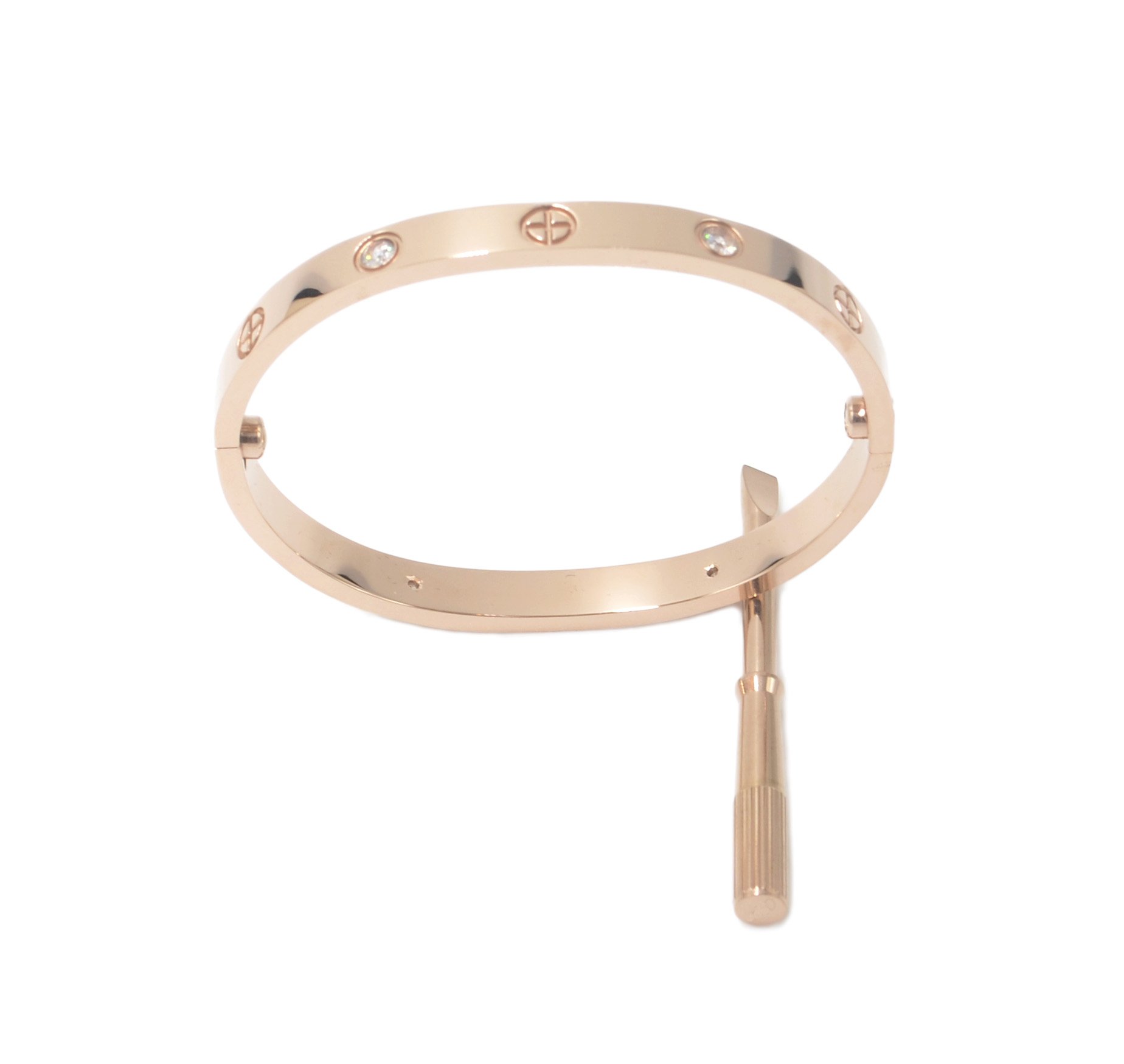 SEFILKO Luxury Gold-Plated Stainless Steel Simple Style Love Bangle Bracelet for Women Men (RoseCZ in size 16)