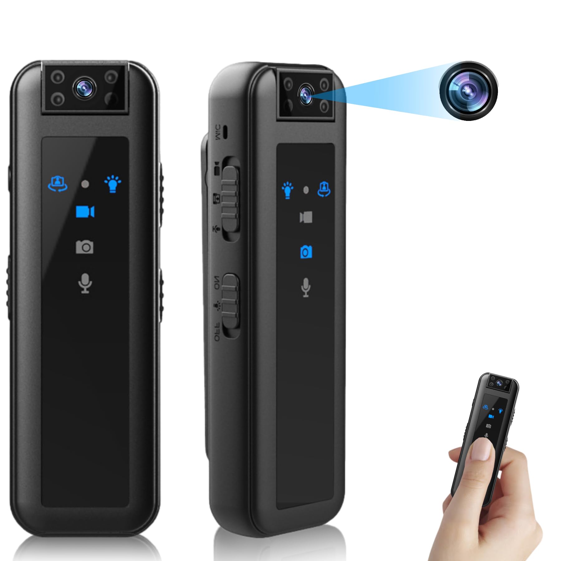 Bewinner Mini Body Camera, Bodycam for Police Filming Security, Small Personal Wearable Pocket 1080P Body Worn Cam with 180° Rotatable Lens for Law Enforcement Recorder